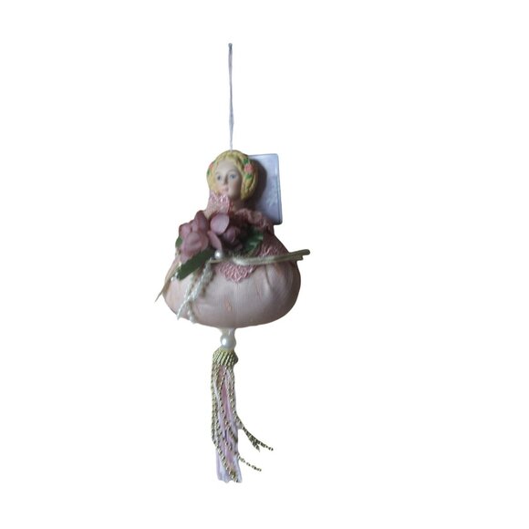 Believe in Vintage Porcelain Doll Head & Ball with Tassel Christmas Ornament - Picture 1 of 7